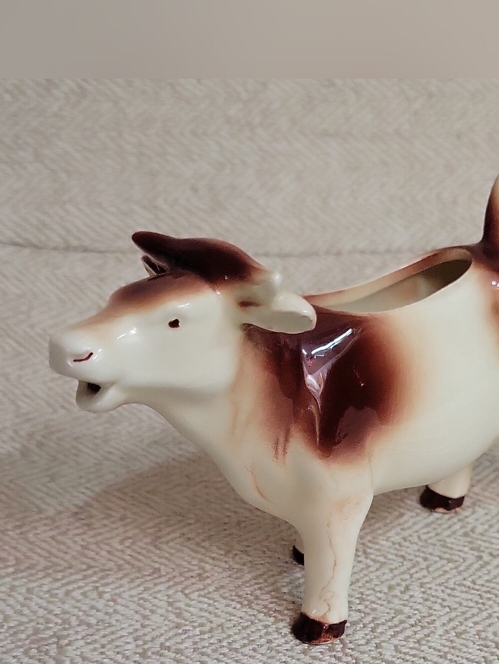 Goebel Cow Creamer Milk Jug Figural Ceramic Brown White Stamped Foreign RARE
